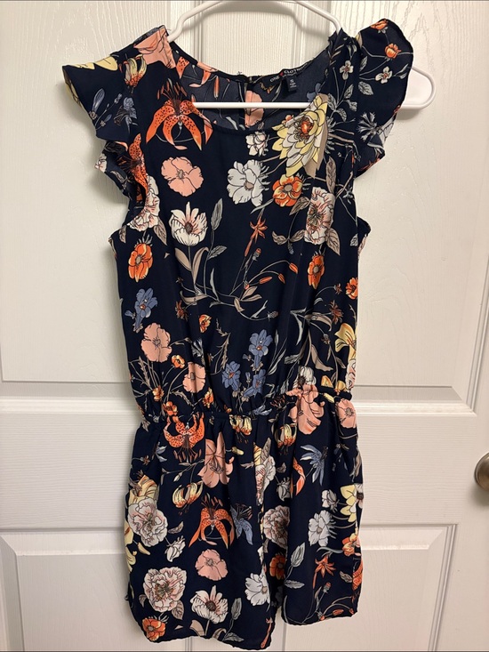 One Clothing Los Angeles Dresses & Skirts - Navy Floral Ruffle-Sleeve Women's Dress